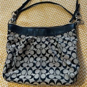 Coach F13744 Ashley Hobo Black and Gray Signature Shoulder/Crossbody Bag